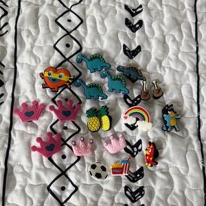 Colorful Kids Croc Jibbitz Dinosaurs and Crowns